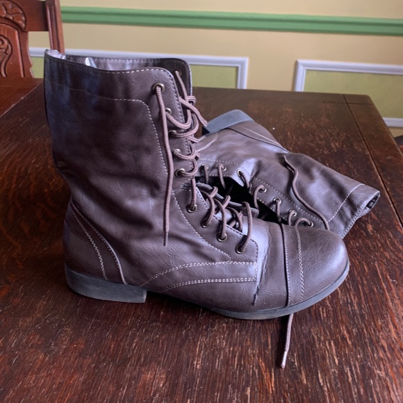 Brash lace up combat boots brown women's size 13 - Picture 2 of 9